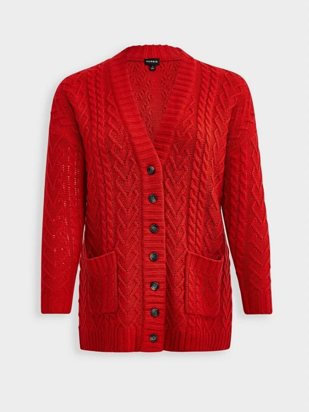 torrid Red Cable-Knit Open Cardigan - Picture 3 of 6